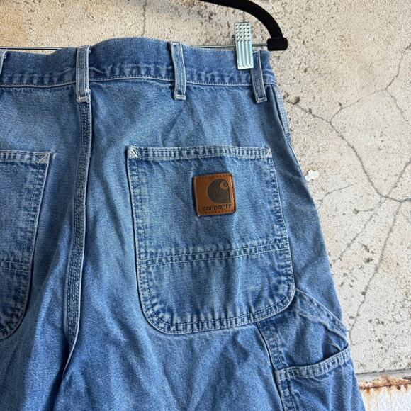 Y2K Carhartt Carpenter Jeans 33x29 Baggy Dunagree Fit Med Wash Denim Workwear - Picture 1 of 6